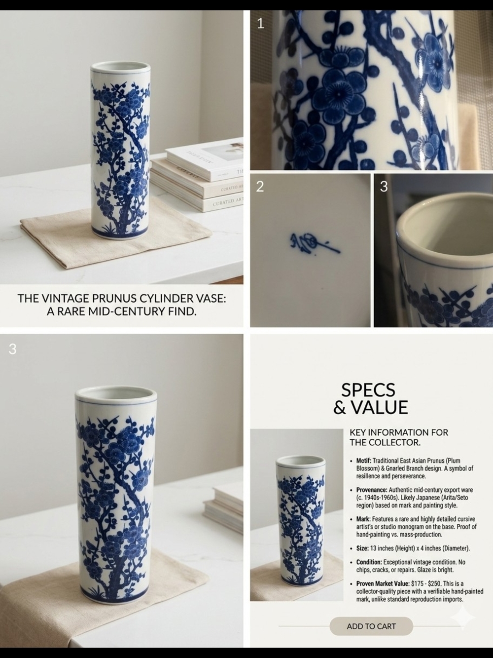 Firm‼️⚠️ Prunus Cylinder Vase - Mid-Century Home Accent
